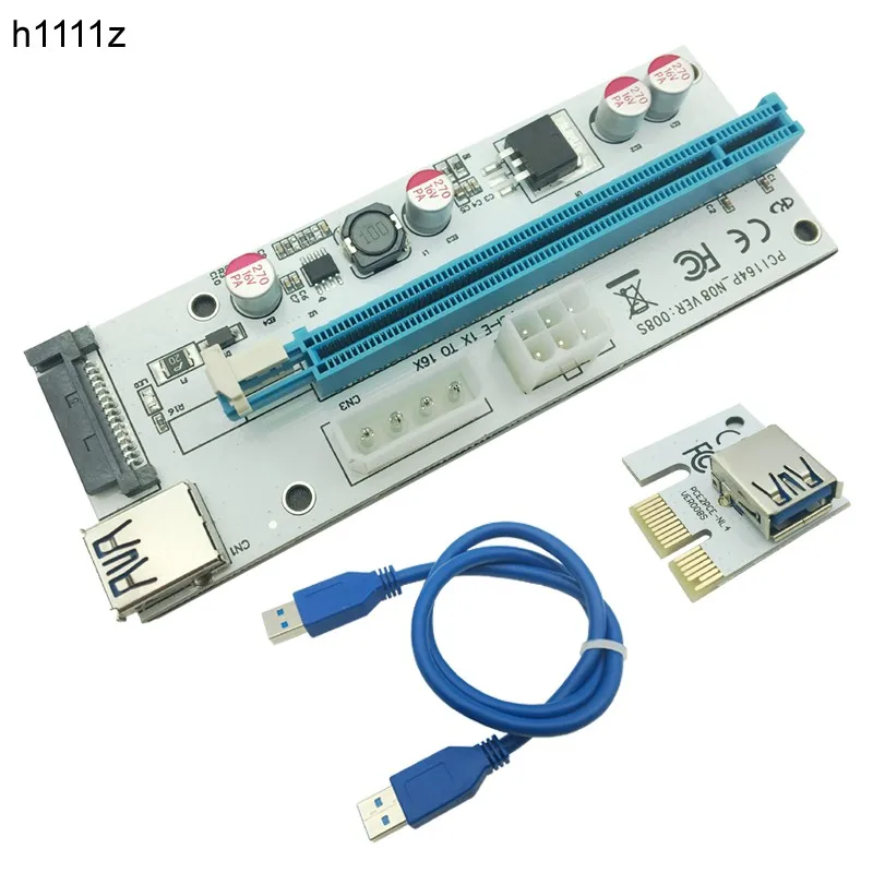 Новый Белый PCI E Riser 008 Express 1X 4x 8x 16x расширитель USB 008S адаптер SATA 15pin для BTC Miner USB3.0|pci card