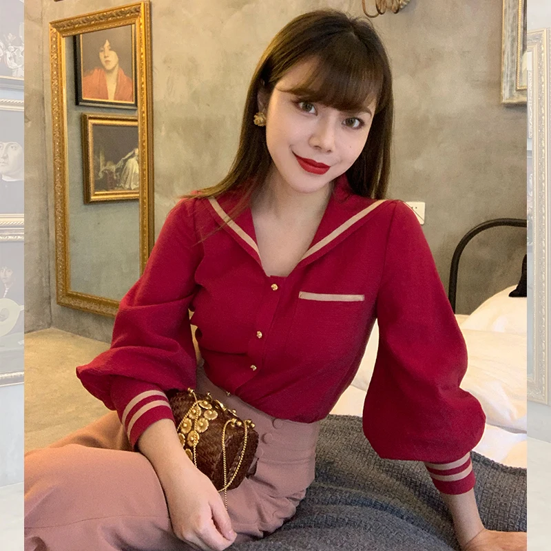 

LYNETTE'S CHINOISERIE Spring Summer Women Exquisite Embroidery Ruffled See-through Shirts/Blouses