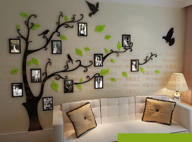 Новое поступление кристальная акриловая рамка дерево птица 3d настенные наклейки на стену, вокруг телевизора, над диваном фон DIY художественные наклейки для декора стен - Цвет: 15