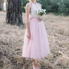 Женские тюлевые юбки на заказ, s, длинная юбка макси, розовая Женская эластичная плиссированная юбка-пачка с высокой талией