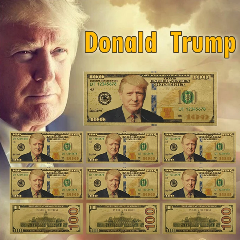 Trump Gold Plated Money Palsu 10pcs Unik Amerika Satu Juta Dollar Wang Kertas Wang Perniagaan Hadiah Untuk Krismas