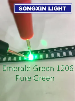 

500pcs/lot Super Bright 1206 Green Lighting SMD Led Diode 3216 Diodes Pure Green 520-530nm 100-120MCD XIASONGXIN LIGHT Emerald
