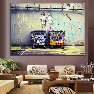 

"Life Is Short Chill The Duck Out" Wall Canvas Art Home Decor Banksy Graffiti Art Abstract Canvas Painting Posters and Prints
