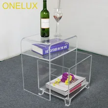 Водопад Прозрачный Акриловый Тумбочка с корзиной для хранения, Lucite ванная комната столы