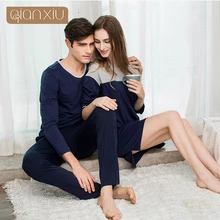 Qianxiu2017 новая пара мужской пижамы стильный и естественного цвета из хлопка и шерсти, удобные и дышащие 1781