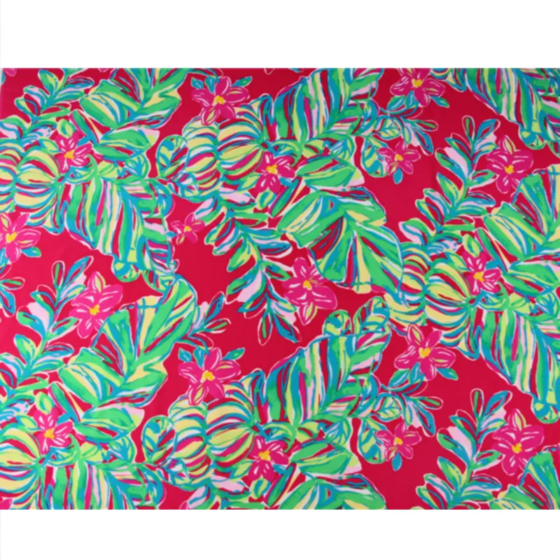 Шелковая креповая ткань с принтом листьев для летней рубашки и платья