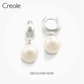 

Hinged Hoops Earrings Pearl,2019 Summer Accessories Fashion Jewelry 925 Sterling Silver Trendy Daily Basics Gift For Women