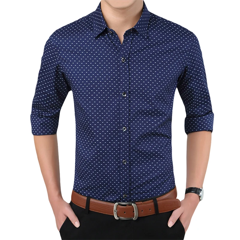 YUNCLOS Men Shirt Men's Business Casual Shirts 2019 New Arrival Men Fashion Brand Clothing Printed Long Sleeve Camisa Masculina