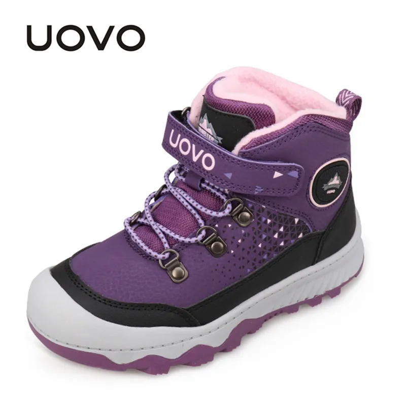 Водоотталкивающая Уличная обувь UOVO, модная новинка, для детей, для мальчиков и девочек, Спортивная походная обувь, противоскользящие детские повседневные кроссовки, европейские#30-38 - Цвет: Purple