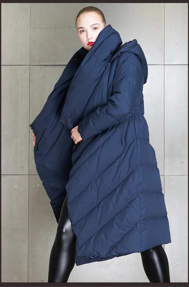 Высокое качество зимняя новая коллекция Женский длинный пуховик с капюшоном женский зимний теплый толстый пуховик