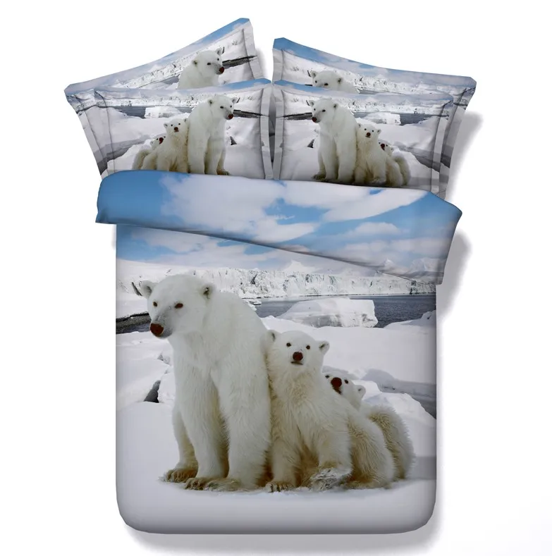 Comforter bedding sets 3D Polar Bear duvet cover bed in a