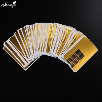 

Monja 100Pcs Nail Art Golden Nail Forms Acrylic Curve Uv Gel French Tips Extension Builder Guide Stencil Sticker Styling Tools