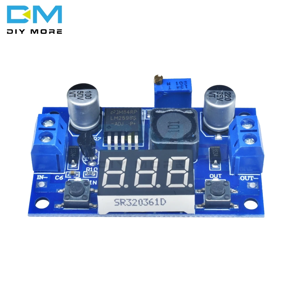 LM2596 понижающий модуль преобразователя питания светодиодный цифровой вольтметр дисплей регулируемая плата DC-DC 2A защита от короткого замыкания