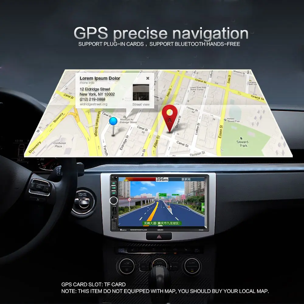 

GPS Navigation 2 Din Car Bluetooth Radio Multimedia Mp5 Player 7 inch Touch Screen with Camera+Middle East Map+Steering wheel
