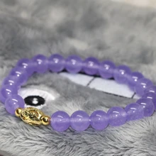 New fashion 8mm violet jade women strand bracelets round beads top quality weddings party gifts jewelry making 7.5inch B2063