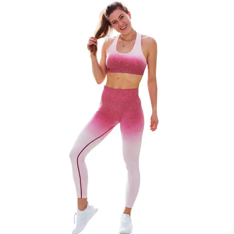 

Woman Yoga Pants Sets Female Fitness Running Gym Sport Leggings Quick Drying Bra suit High Elastic Fitness Bra pants suit