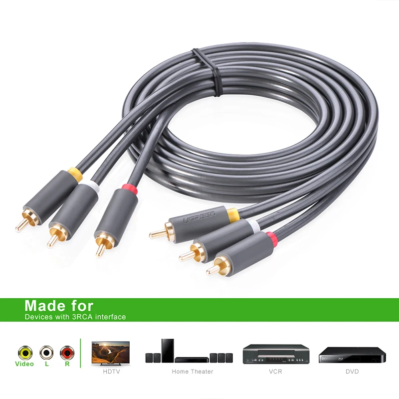 Аудиокабель Ugreen AV105 от 3RCA до аудиокабель Lotus ТВ приставка три RCA av кабеля|connect to tv|av
