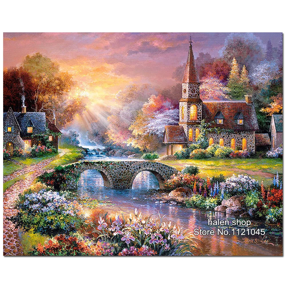 

5D Square Diamond Pattern mountain villa Diamond Embroidery Diy Needlework Diamond Painting Cross Stitch Full Rhinestones VS132