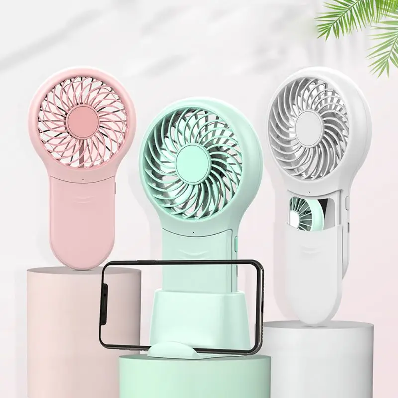 

Portable Rechargeable 3 Speeds Personal Electric USB Fan with Makeup Mirror and Cellphone Stand Holder for Home/Office/Travel/Ou