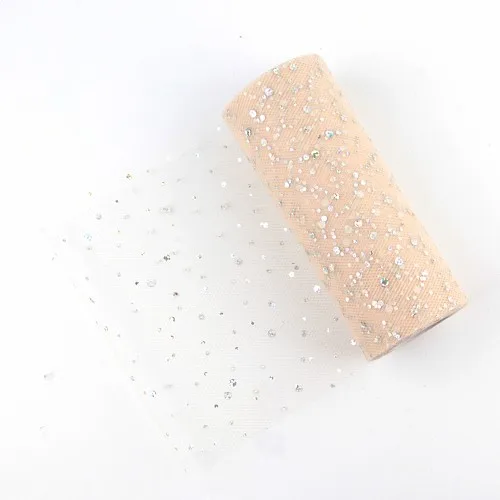 sequin 04 Блестящий рулон тюля с блестками 25 ярдов 15 см 6 дюймов катушка пачка Свадебная отделка органзы лазер поделки день рождения поставки - Цвет: sequin 04