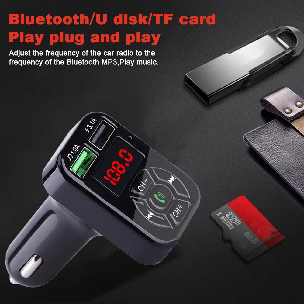 VR robot Bluetooth Car MP3 Player FM Transmitter Handsfree Car Kit Adapter 5V 3.1A USB Charger With TF/U Disk Audio Music Player