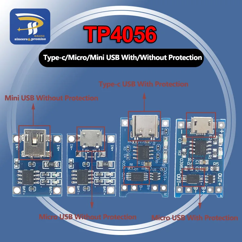 Зарядная плата TP4056 TC4056 5V type c Micro USB 1A 18650 литиевая батарея с зарядным модулем для