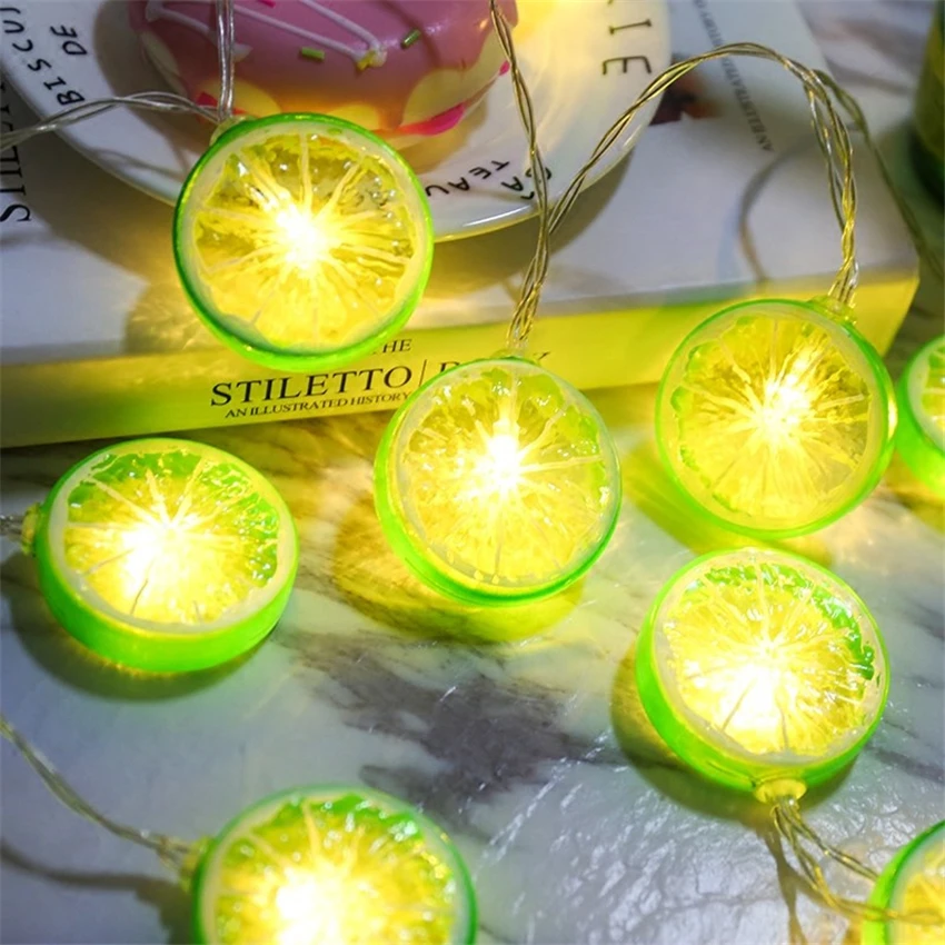 20Pcs LED Yellow Green Orange Lemon String Lights Xmas Tree Decorative Garland Light Fairy Lamps Holiday Christmas Wedding Decor