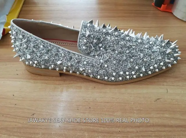 Jawakye Merek Emas Spike Paku Keling Pria Sepatu Kulit Mewah Bling Gaun Pernikahan Sepatu Untuk Pria Slip Pada Pria Sepatu Kasual Sepatu Sepatu Formal Aliexpress