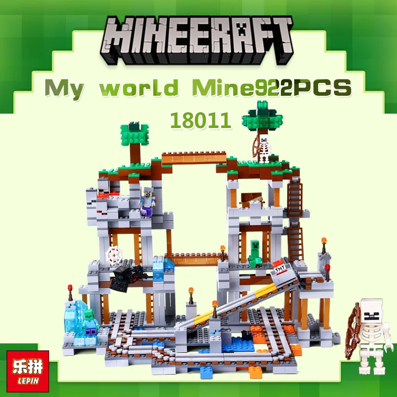 

lepin 18011 922Pcs The Mine My world Figure 21118 Kids Educational Building Blocks Bricks Toys For Children birthday Gifts