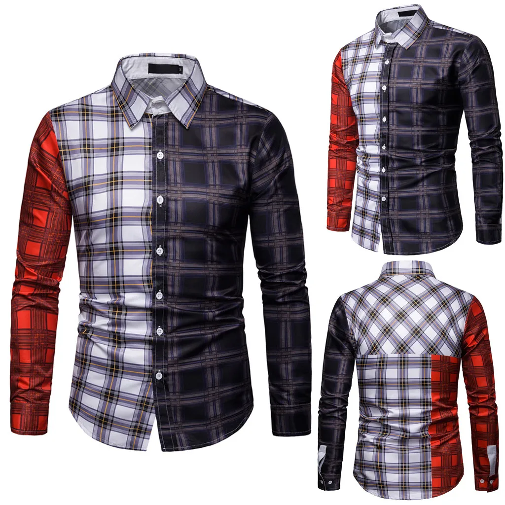 

ISHOWTIENDA Men Casual Shirts Classic Men Dress Shirt Men's Long Sleeve