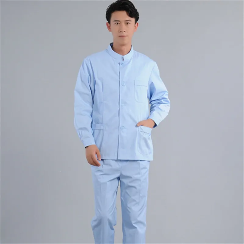 

Medical doctor in the dental department of traditional Chinese medicine is wearing a blue collar suit and short sleeve work suit