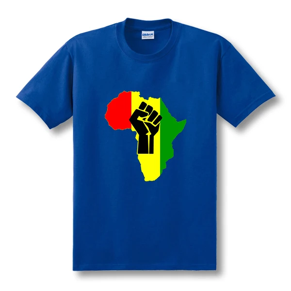 Мужская хлопковая футболка с короткими рукавами принтом AFRICA Power Rasta Reggae Music