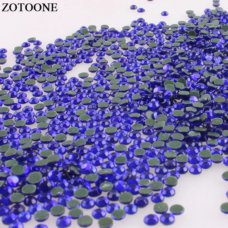 

ZOTOONE Royal Blue Hotfix Rhinestones For Crafts Strass Hot Fix Flat Back Rhinestones For Clothing DIY Crystal Applique Iron On