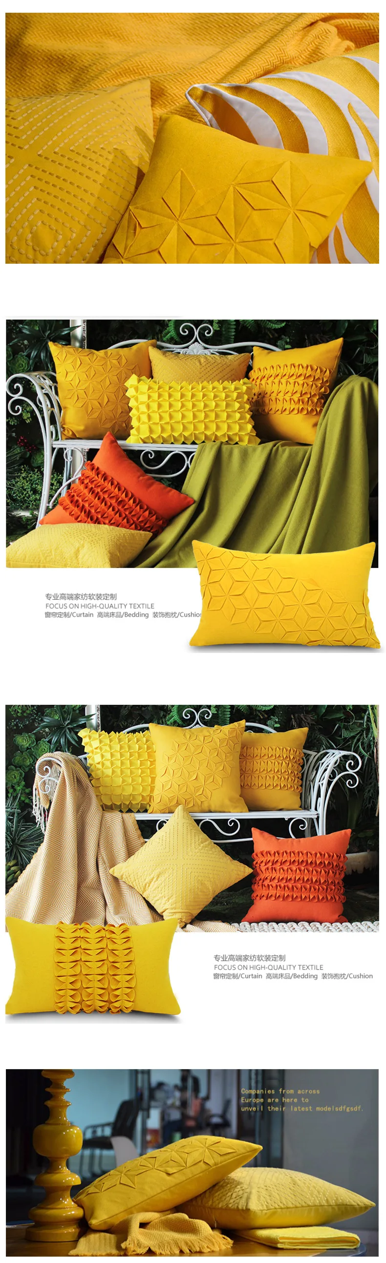 Шерстяные смеси желтый чехол для подушек Бросок Наволочка ручной работы цветок талия наволочка домашний диван Чехол для подушечки в машину