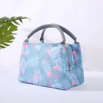

1Pcs Flamingos Stripe Portable Lunch Bag Waterproof Insulation For Women Kids Men Fashion Printed Lunch Box Bag 4 styles
