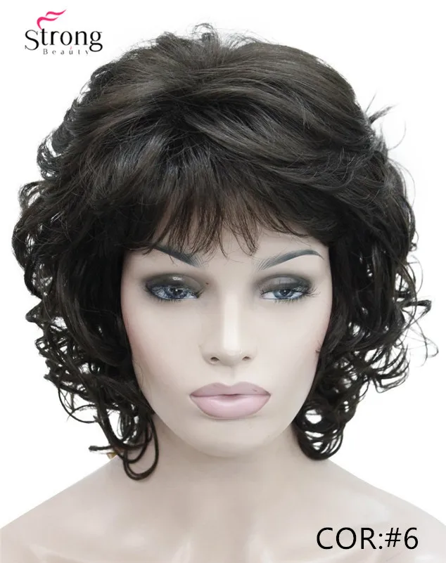 Women's Short Curly Heat Resistant Synthetic Dark Brown Hair Wigs (1)