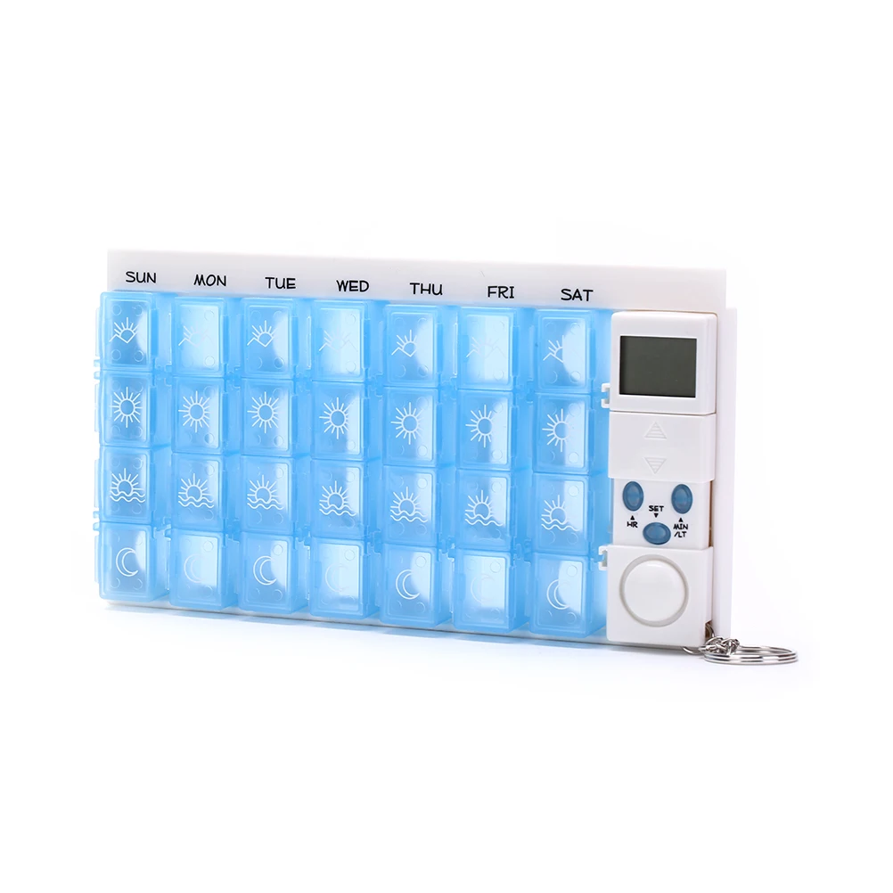 28 Cell Weekly Smart Medicine Box LCD Intelligent Pill Dispenser with