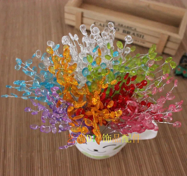 50pcs Handmade Decorative Artificial Acrylic Plastic Flowers With Wire