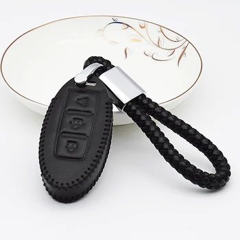 

Car Smart Key Case Cover For Infiniti EX FX G37 Q60 QX50 QX70 For Nissan Genuine Leather Key Ring Shell Accessories