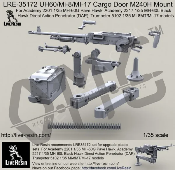 

[Scale Model Kit] Live Resin LRE-35172 1/35 UH60/Mi-8/MI-17 Cargo Door M240H Mount