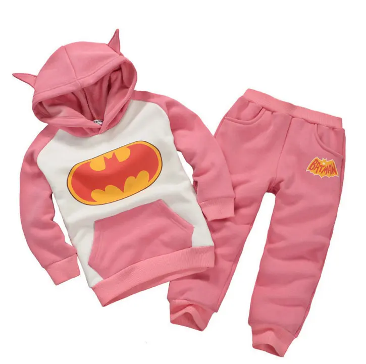 Новая детская одежда спортивный костюм одежда с Бэтменом детские толстовки+ детские штаны детский спортивный костюм из 2 предметов комплект одежды для мальчиков и девочек - Цвет: Pink