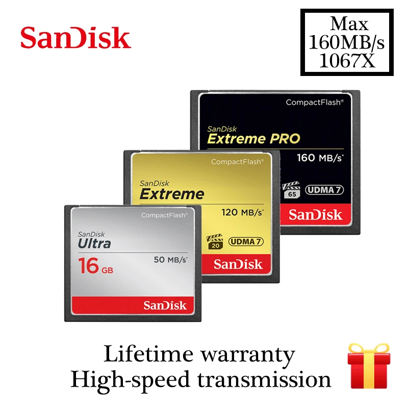 Карта памяти SanDisk CF 16 ГБ 32 ГБ 64 Гб 128 ГБ карта CF extreme PRO высокоскоростная Компактная флеш-карта для DSLR и HD видеокамеры скидка