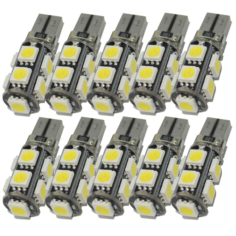 Safego 10 X t10 W5W led canbus 9smd 5050 Светодиодные лампы для автомобиля инструмент Панель