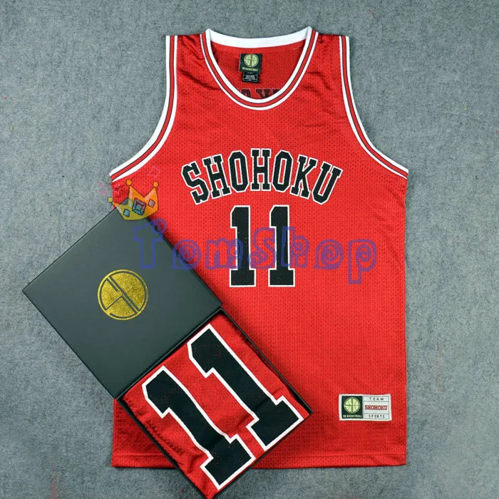 Аниме SLAM DUNK Косплей Shohoku баскетбольная команда#11 Kaede Rukawa красный Джерси Топы рубашка жилет спортивная форма