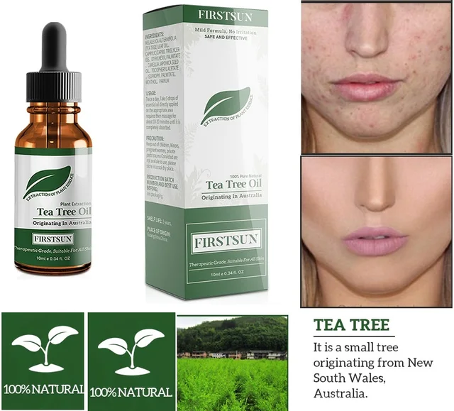 100% Natural Tea Tree Essential Oil Face Serum Moisturizing Massage