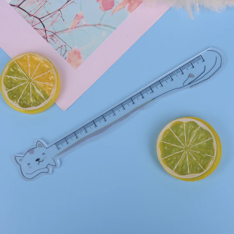 3 С кошкой для пишущих принадлежностей линейка акриловая линейка Милая Kawaii рисунок животных прямая Линейка Для канцелярские принадлежности для школьников, студентов - Цвет: 3