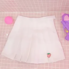 Принцессы Милая юбка для девочек-подростков летние коллаж ветер универсальные повседневные прекрасный клубника высокой талией модная плиссированная юбка женская XH161