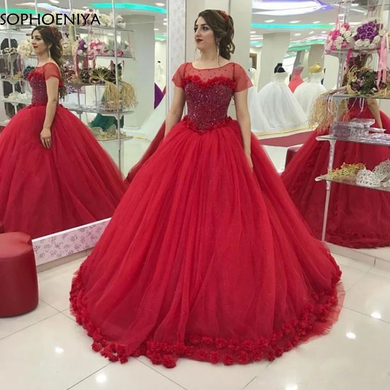 Новое поступление красное, с коротким рукавом Бальные вечерние платья 2019 халат longue Дубайский мусульманский вечернее платье вечерние