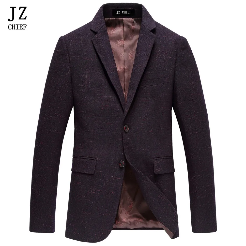 JZ CHIEF JZ CHIEF Wool Blazer Mens Casual Suit Coat Weeding Dress Men ...