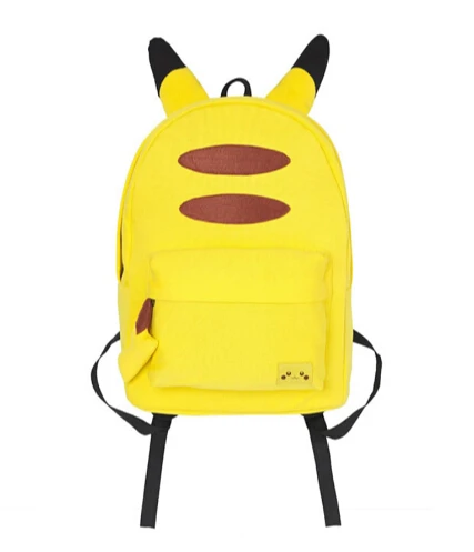 

GO Pikachu Yellow Backpack PU Shoulders Bag Laptop Bag Schoolbag 40x29x14cm